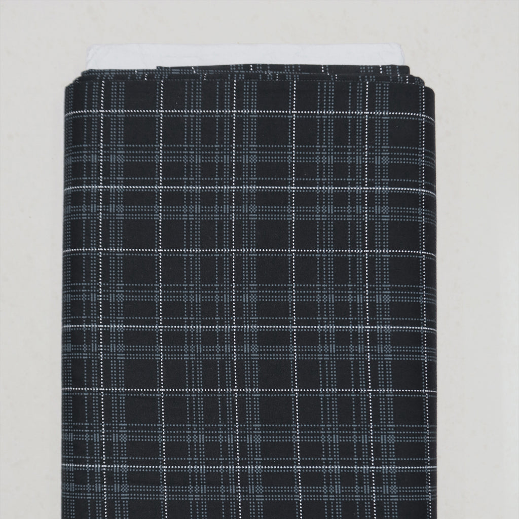 Black & Teal Dotted Windowpane Check