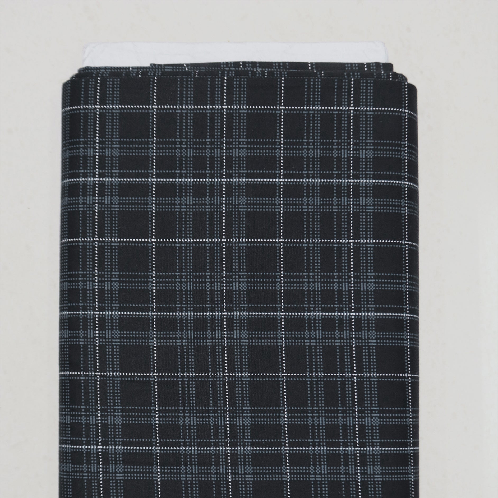 Black & Teal Dotted Windowpane Check