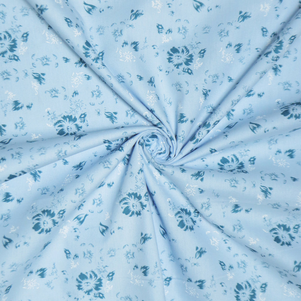 Powder Blue Ditsy Floral Print