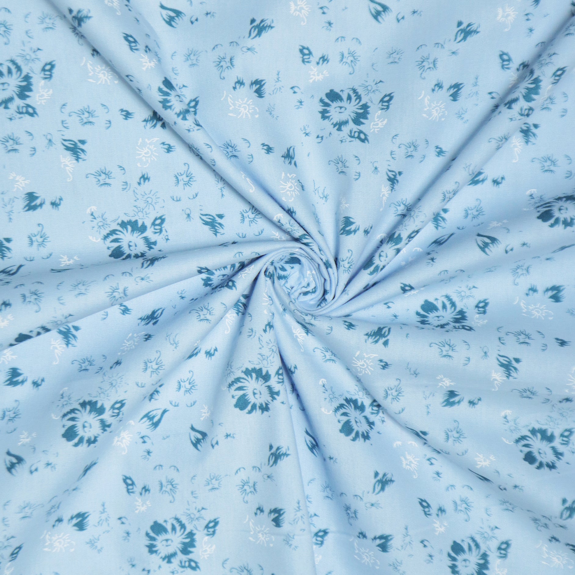 Powder Blue Ditsy Floral Print