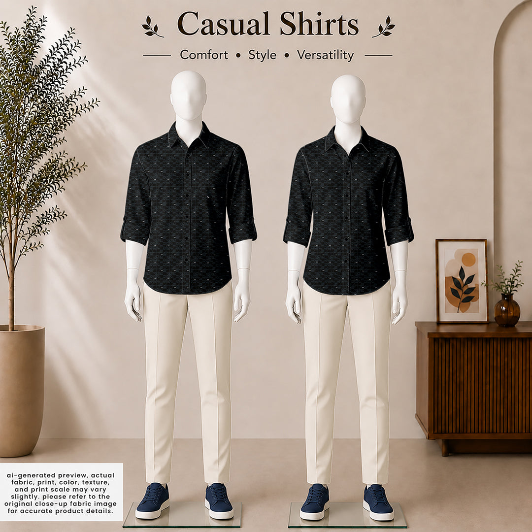 Charcoal Geometric Grid Print