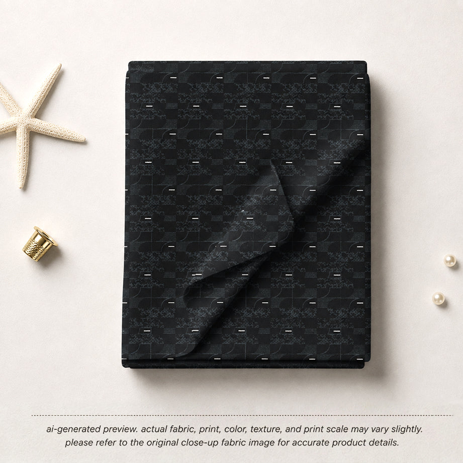 Charcoal Geometric Grid Print