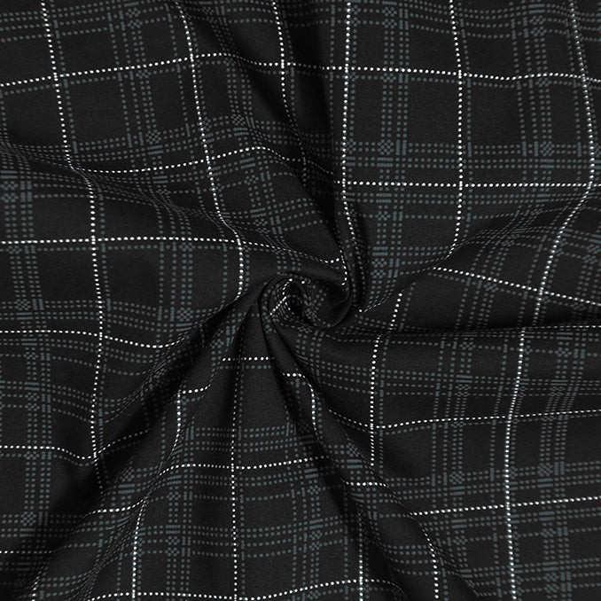 Black & Teal Dotted Windowpane Check