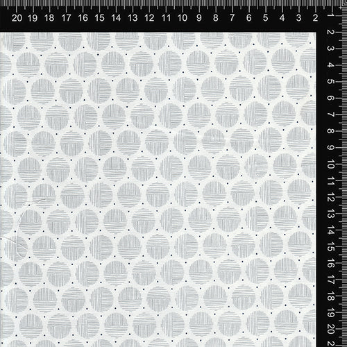 White & Grey Circle Grid Cotton