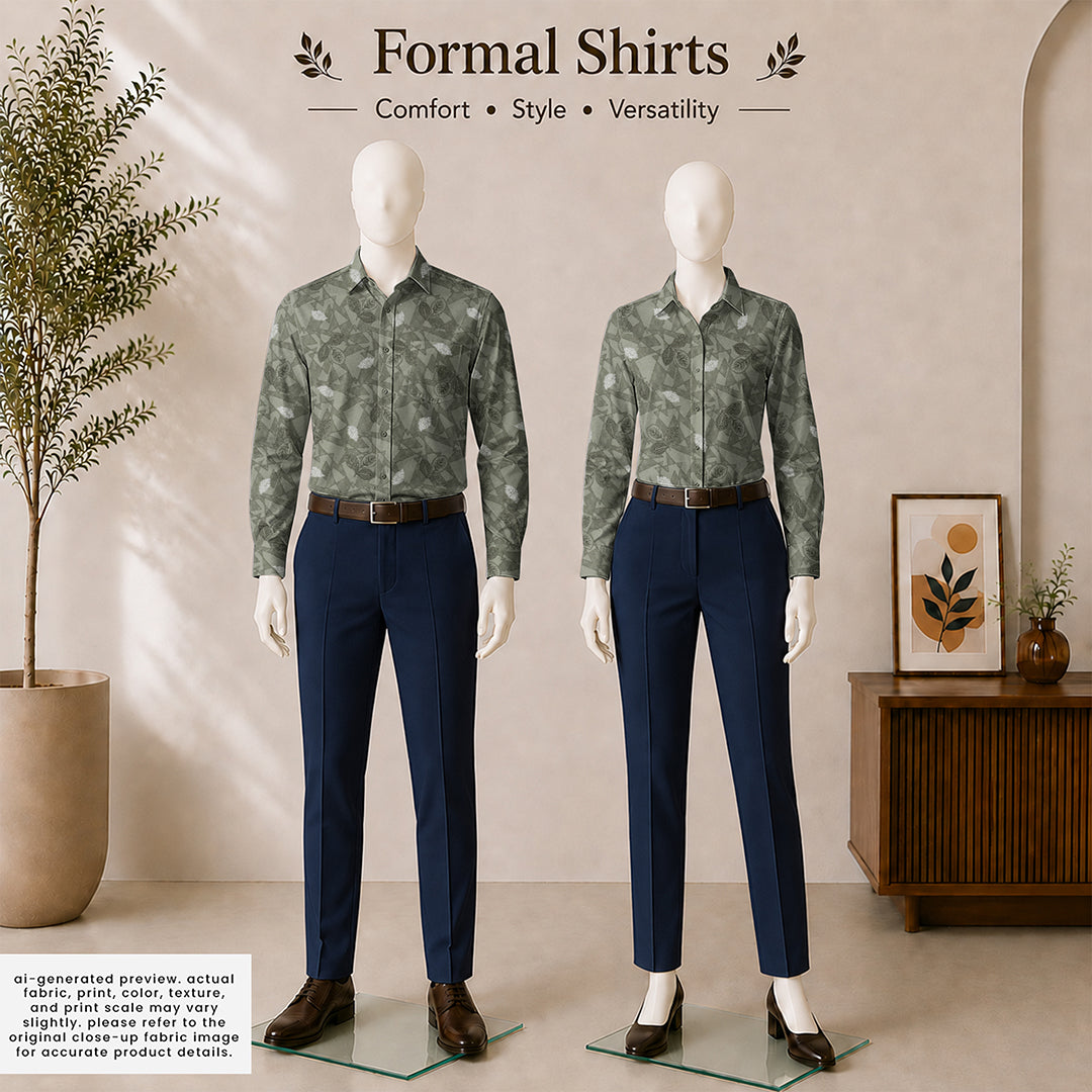 Sage Geo Leaf Cotton