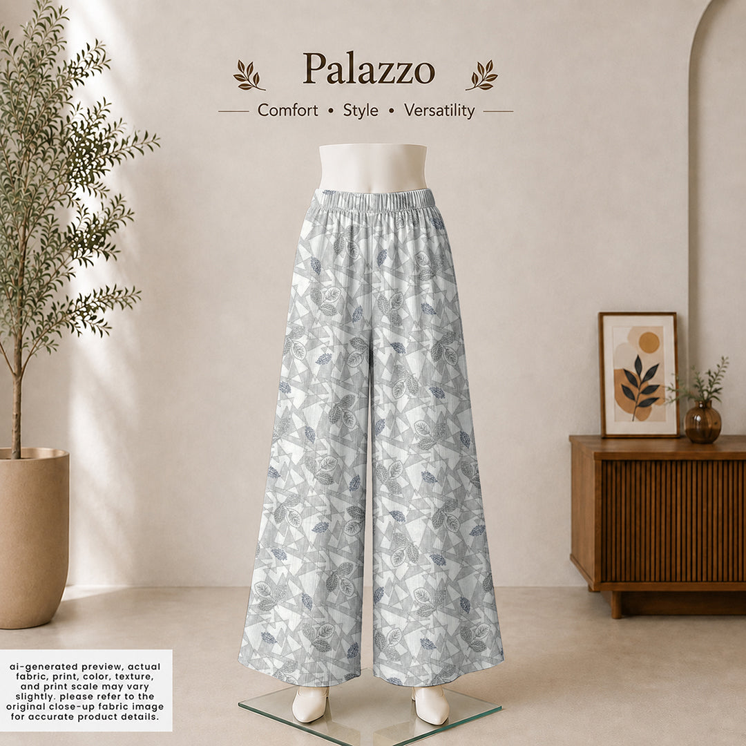 Grey Geometric Botanical Cotton