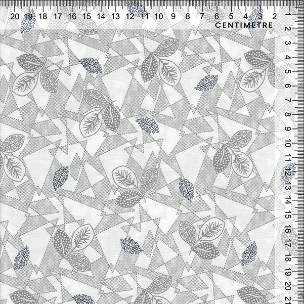 Grey Geometric Botanical Cotton